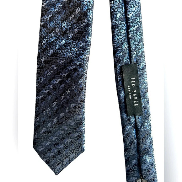 Ted Baker London Blue Patterned Tie Mens Formal Business Office - Picture 1 of 6